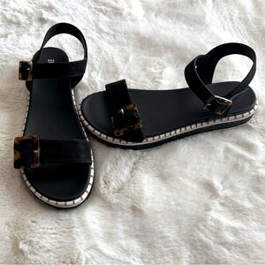 Black BKE platform sandals with tortoise buckles